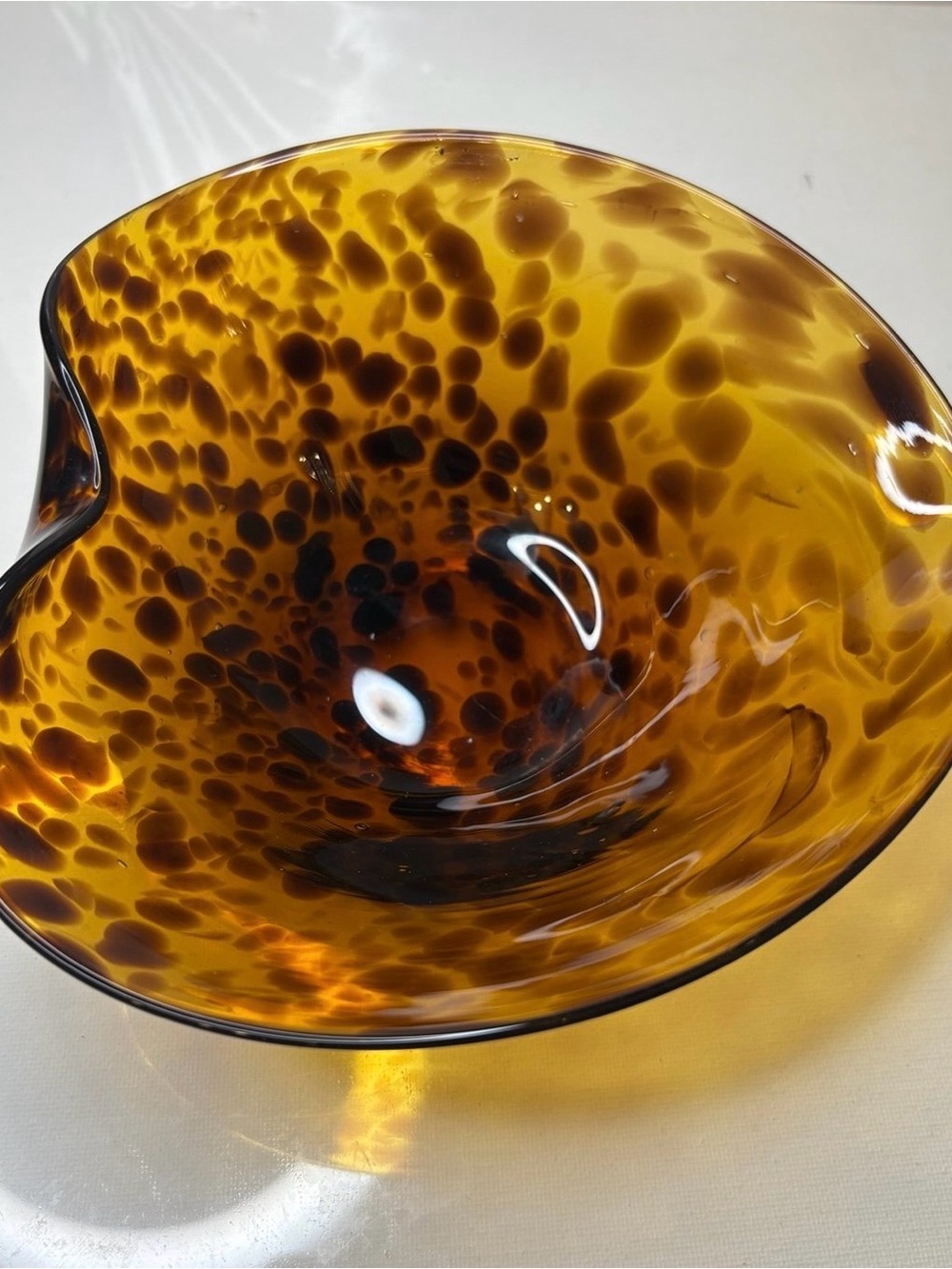 Beautiful heart shaped murano blown glass in tortoise